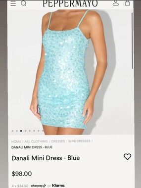 Peppermayo Danali Mini Dress - Light Blue Sequin